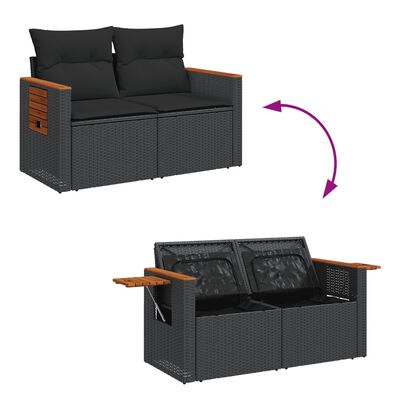 vidaXL Set Divani da Giardino 10pz con Cuscini in Polyrattan Nero