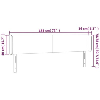 vidaXL Testiera a LED Bianca 183x16x78/88 cm in Similpelle