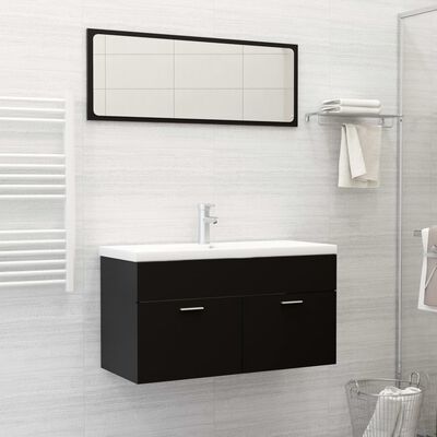 vidaXL Set Mobili da Bagno Nero in Legno Multistrato