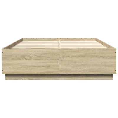 vidaXL Giroletto Luci LED Rovere Sonoma 160x200 cm Legno Multistrato