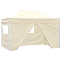 vidaXL Tenda Pieghevole Pop-Up 4 Pareti Laterali 3x4,5 m Bianco Crema