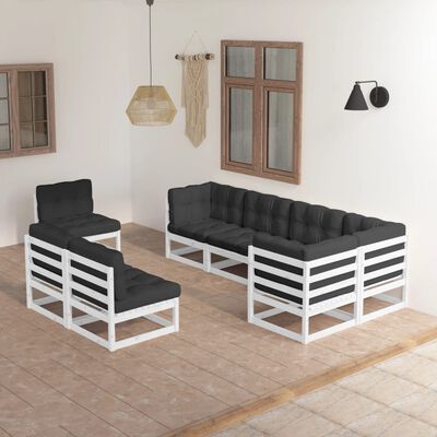 vidaXL Set Salotto Giardino 8 pz Cuscini Antracite Legno Massello Pino