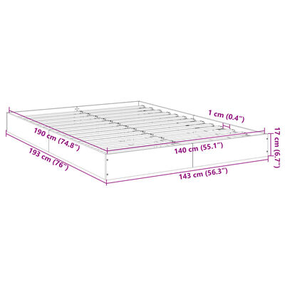 vidaXL Giroletto Grigio Sonoma 140x190 cm in Legno Multistrato