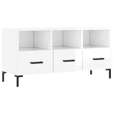 vidaXL Mobile Porta TV Bianco Lucido 102x36x50 cm in Legno Multistrato