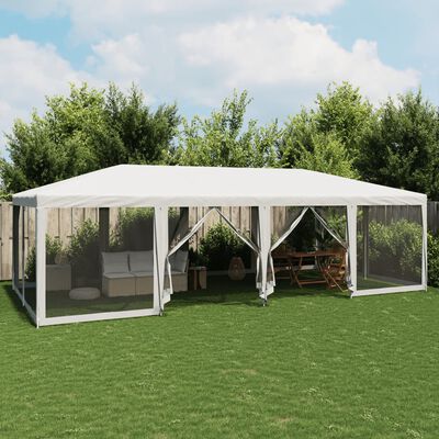 vidaXL Tenda per Feste con 12 Pareti Laterali in Rete Bianco 8x4m HDPE