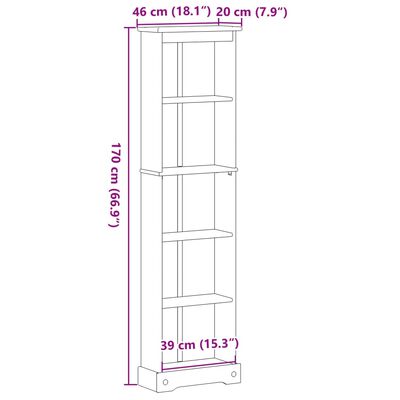 vidaXL Libreria Corona 46x20x170 cm in Legno Massello di Pino