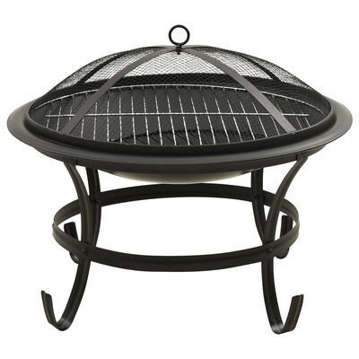 vidaXL Braciere e Barbecue 2 in 1 con Attizzatoio 56x56x49 cm Acciaio