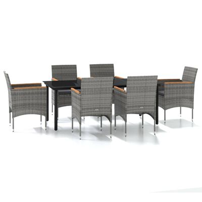 vidaXL Set da Pranzo da Giardino 7 pz con Cuscini Grigio e Nero