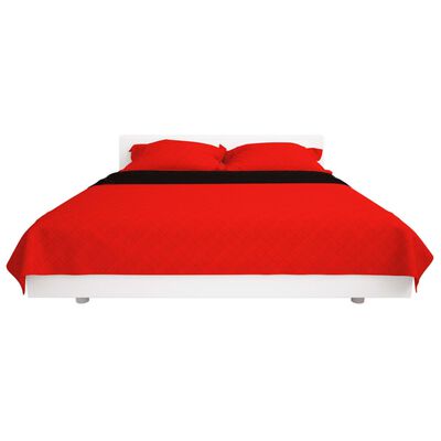 vidaXL Copriletto Double-Face Trapuntato Rosso e Nero 170x210 cm