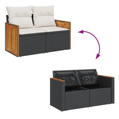 vidaXL Set Divani da Giardino con Cuscini 8 pz Nero in Polyrattan