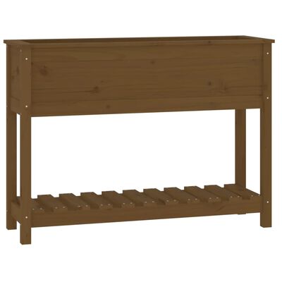 vidaXL Fioriera con Mensola Ambra 111,5x34,5x81 cm Legno Massello Pino