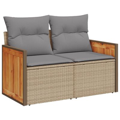 vidaXL Set Divani da Giardino 7 pz con Cuscini Beige in Polyrattan