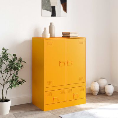 vidaXL Credenza Giallo Senape 67x39x95 cm in Acciaio