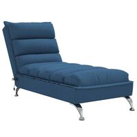 vidaXL Chaise Longue Massaggi con Cuscini Blu in Tessuto