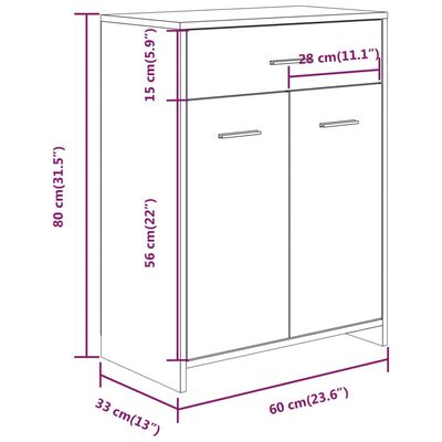 vidaXL Armadietto Bagno Rovere Fumo 60x33x80 cm Legno Ingegnerizzato