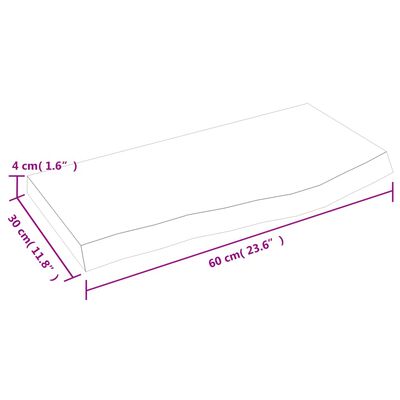 vidaXL Piano Bagno Marrone 60x30x(2-4) cm Legno Massello Trattato