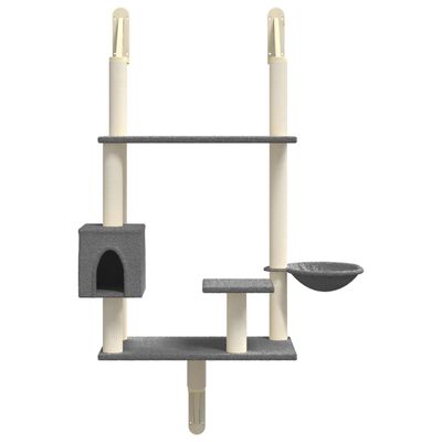 vidaXL Albero per Gatti con Tiragraffi a Parete Grigio Scuro 153 cm