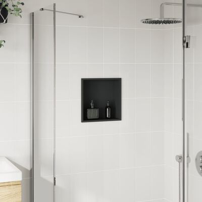 vidaXL Nicchia per Doccia Nero Opaco 32x32x9cm in Acciaio Inox