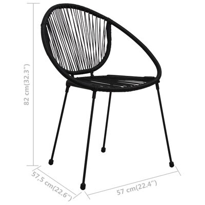 vidaXL Set da Bistrot 3 pz in Rattan PVC Nero