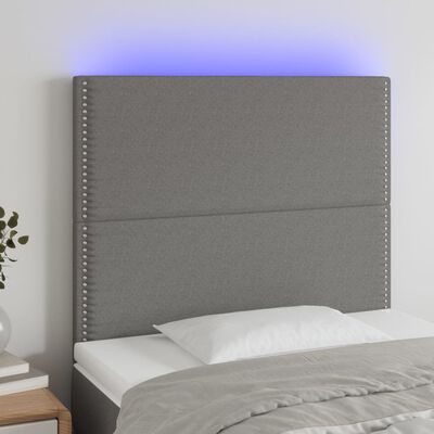 vidaXL Testiera a LED Grigio Scuro 90x5x118/128 cm in Tessuto