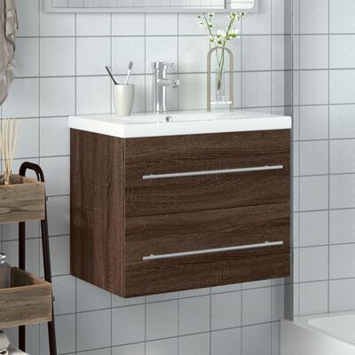 vidaXL Mobile da Bagno con Lavabo Integrato Rovere Marrone