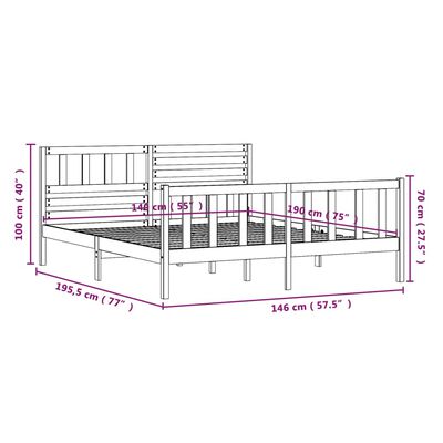 vidaXL Giroletto in Legno Massello 140x190 cm