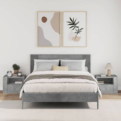 vidaXL Comodini a Muro 2 pz Grigio Cemento 45x30x35 cm