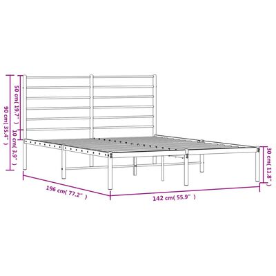 vidaXL Giroletto con Testiera in Metallo Nero 135x190 cm