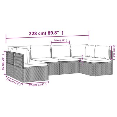 vidaXL Set Divani da Giardino 6 pz con Cuscini in Polyrattan Grigio