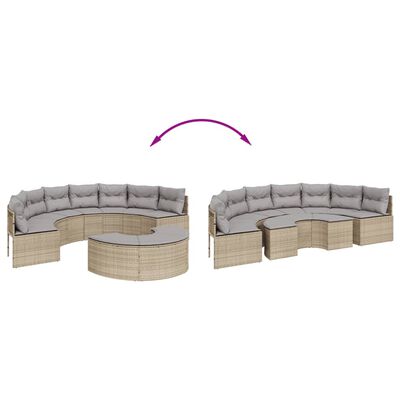 vidaXL Set Divani da Giardino Semicircolare 2 pz in Polyrattan Beige