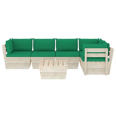 vidaXL Set Divani da Giardino su Pallet 6 pz con Cuscini Legno Abete