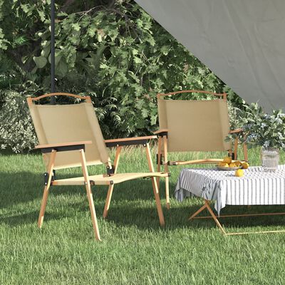 vidaXL Sedie da Campeggio 2 pz Beige 54x55x78 cm Tessuto Oxford