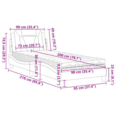 vidaXL Letto con Materasso Cappuccino 90x200 cm in Similpelle