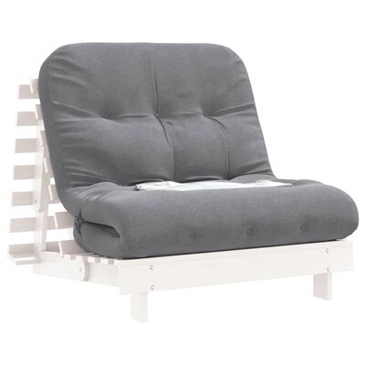 vidaXL Divano Letto Futon con Materasso Bianco 90x206x11cm Legno Pino