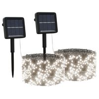 vidaXL Luci Solari Fatate 2 pz 2x200 LED Bianco Freddo Interni Esterni