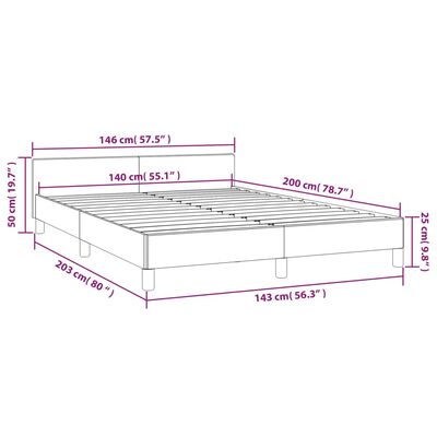 vidaXL Giroletto con Testiera senza Materasso Cappuccino 140x200 cm