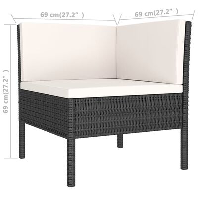 vidaXL Set Divani da Giardino 9 pz con Cuscini in Polyrattan Nero