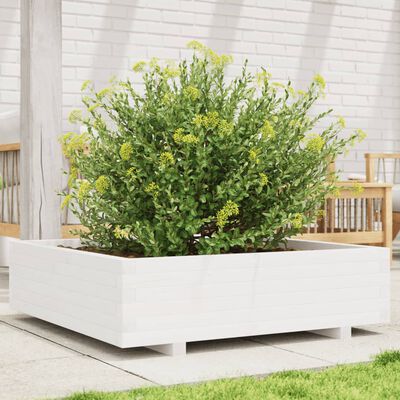 vidaXL Fioriera da Giardino Bianca 90x90x26,5cm Legno Massello di Pino