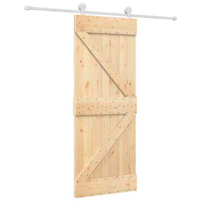 vidaXL Porta Scorrevole con Set Hardware 80x210 cm Legno Massello Pino