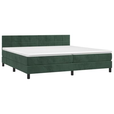 vidaXL Letto a Molle con Materasso e LED Verde Scuro 200x200cm Velluto