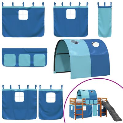 vidaXL Letto a Soppalco con Tunnel Bambini Blu 80x200cm Massello Pino