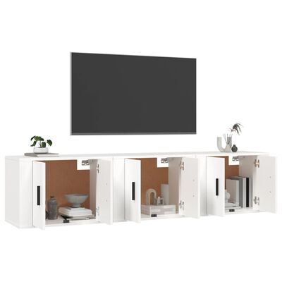 vidaXL Mobili Porta TV a Parete 3 pz Bianco 57x34,5x40 cm