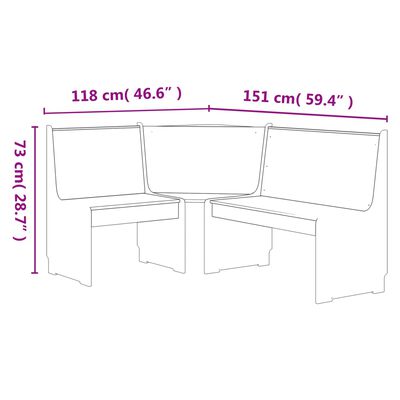 vidaXL Set da Pranzo 3pz REINE Marrone ambra in Legno Massello di Pino