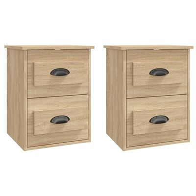 vidaXL Comodini a Parete 2 pz Rovere Sonoma 41,5x36x53 cm