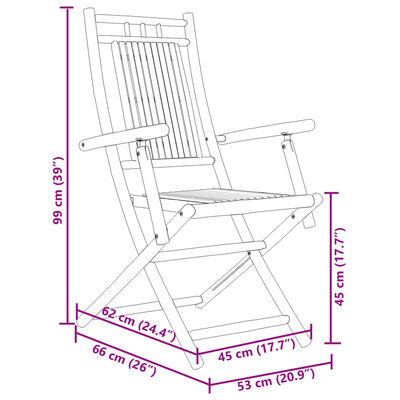 vidaXL Sedie da Giardino Pieghevoli 6 pz 53x66x99 cm in Bambù