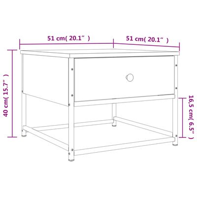 vidaXL Tavolino da Salotto Grigio Sonoma 51x51x40 cm Legno Multistrato