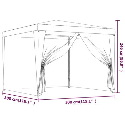 vidaXL Tenda per Feste con 4 Pareti Laterali in Rete Verde 3x3 m HDPE