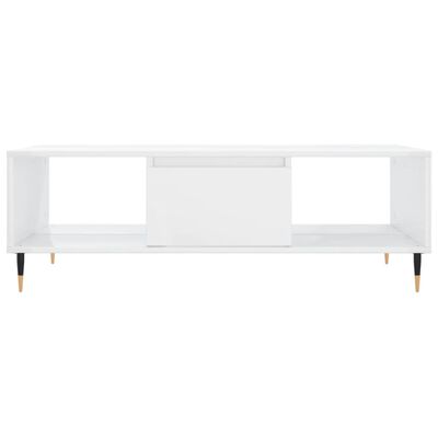 vidaXL Tavolino da Salotto Bianco Lucido 104x60x35cm Legno Multistrato