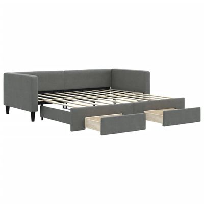 vidaXL Divano Letto Estraibile Cassetti Grigio Scuro 90x190cm Tessuto