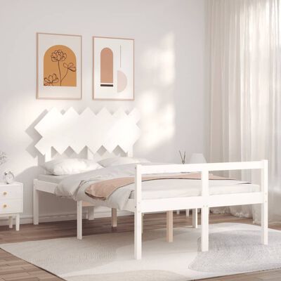 vidaXL Letto per Anziani con Testiera Bianco Double in Legno Massello